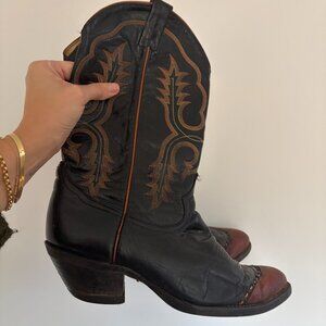 Vintage Black and Brown Cowboy Boots size 10